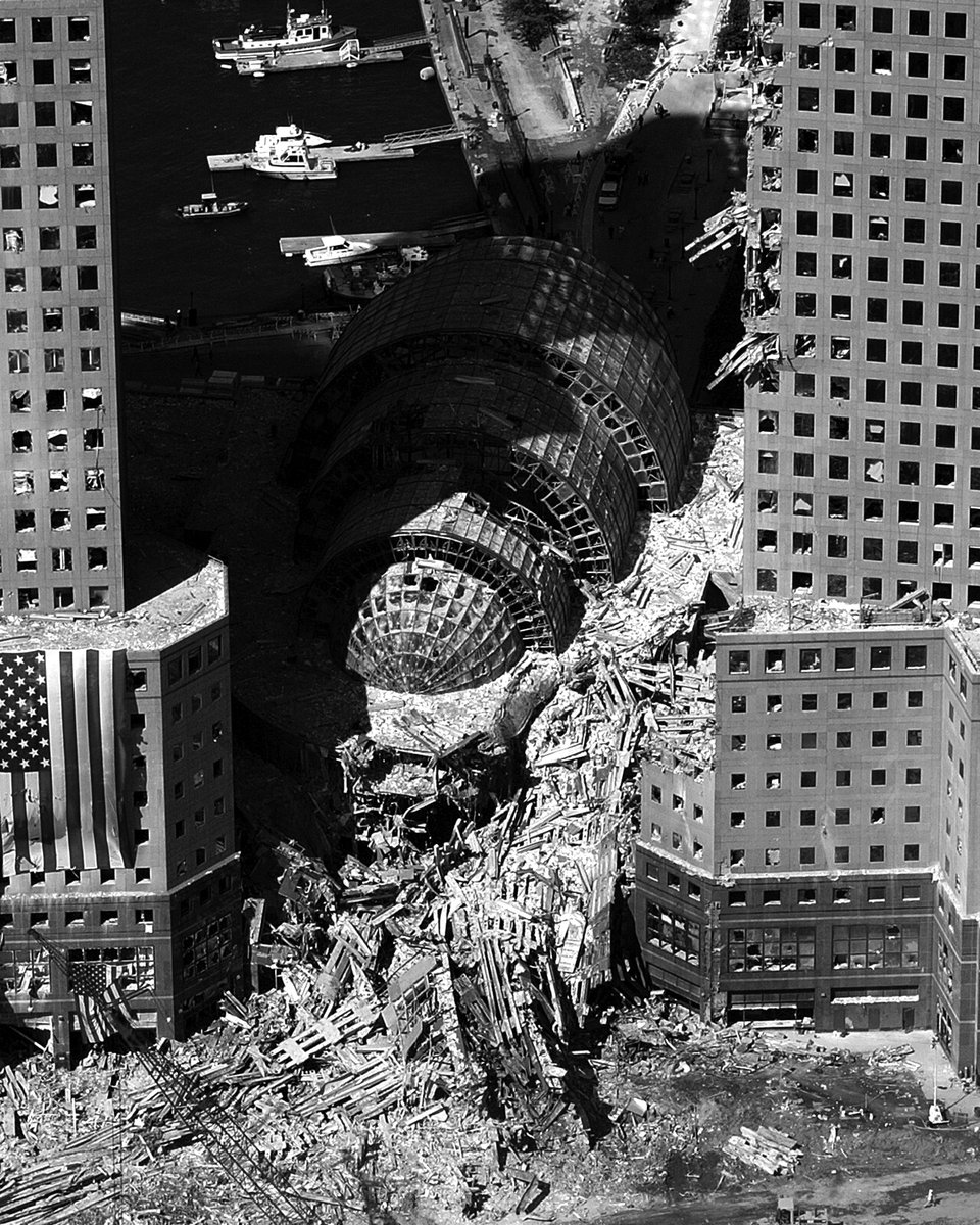 Archival aerial photograph of the World Trade Center site
