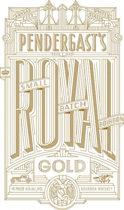Ornate art-deco whiskey label lettering reference