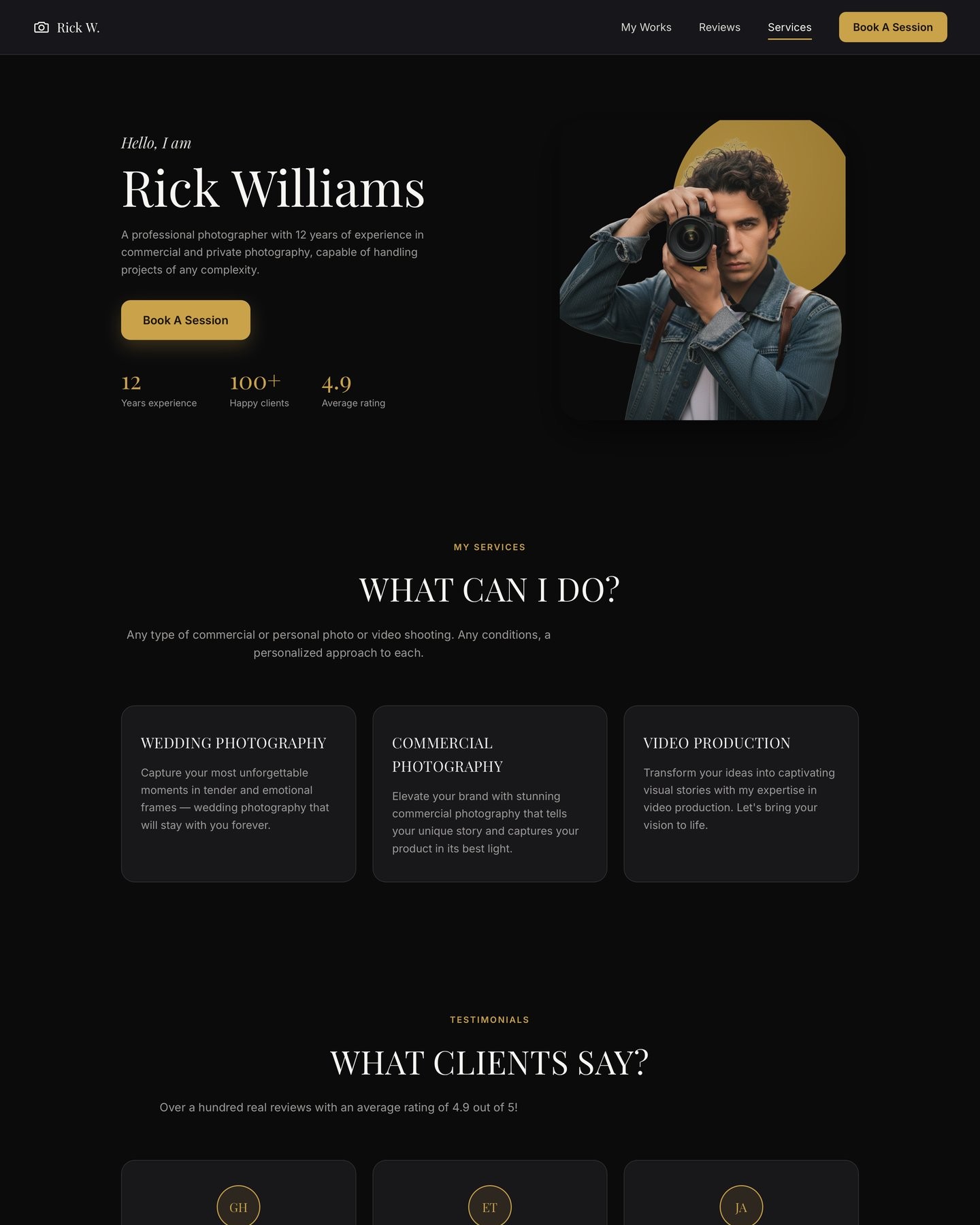 Rick W. website interface